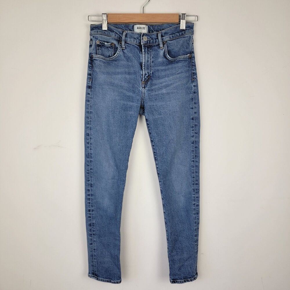 AGOLDE Toni Mid Rise Straight Leg Women Jeans 27 Classic Blue Stretch Denim